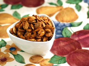 Curry-Cinnamon Roasted Pumpkin Seeds