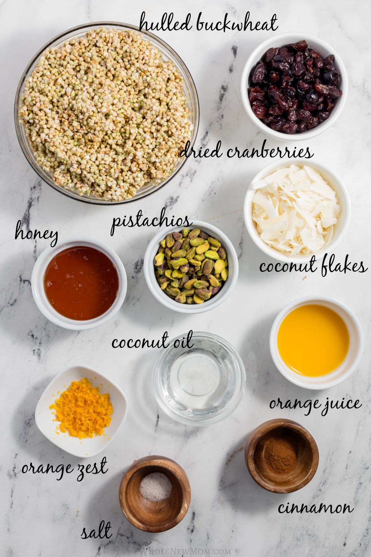 ingredients for buckwheat granola.