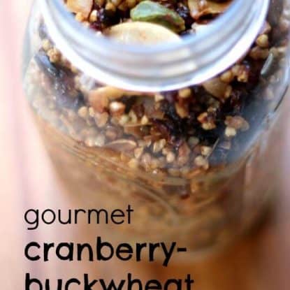 Gourmet Cranberry Buckwheat Granola Recipe. This gluten free granola is free of refined sugar and would make a fabulous gift in a jar :)!