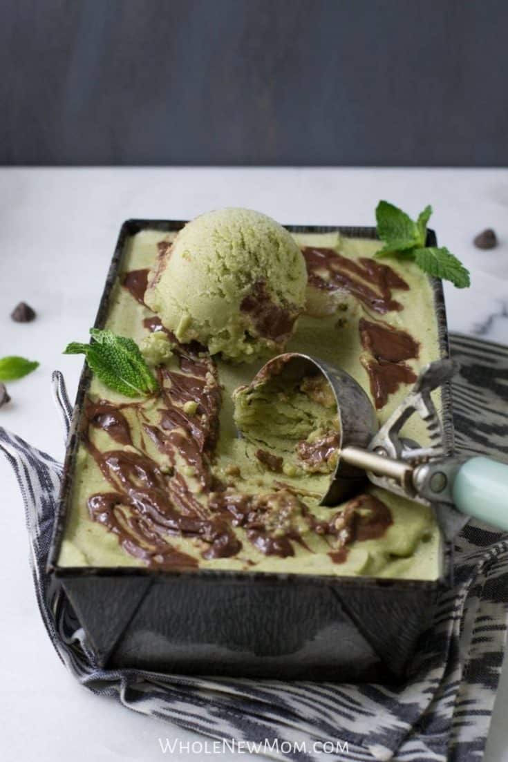 Fresh Mint Ice Cream with Ganache Low Carb, AIP, Vegan