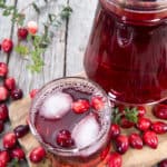 homemade cranberry juice in pitcher and glass