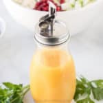 honey mustard vinaigrette in glass bottle