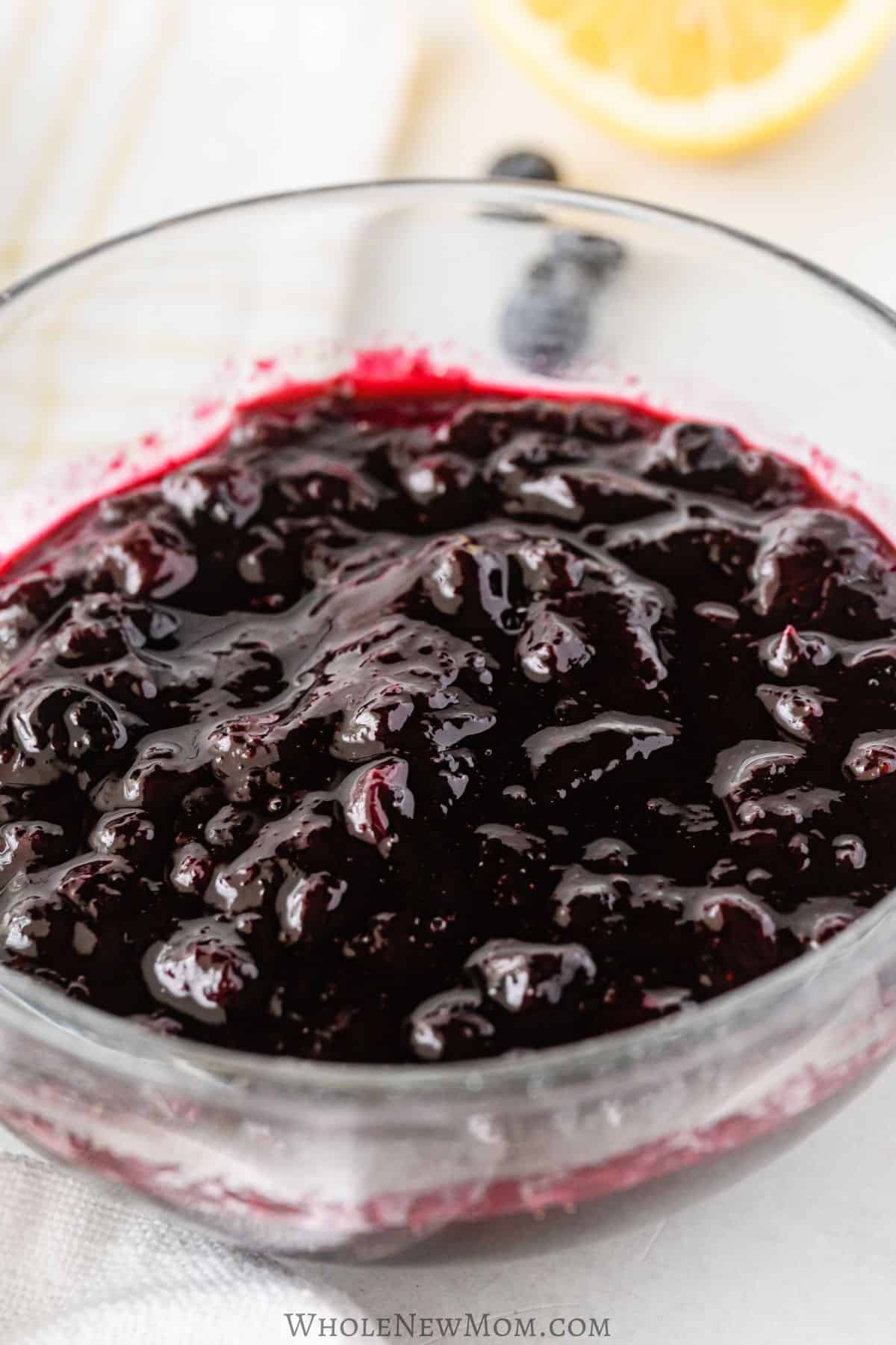 bowl of blueberry syrup