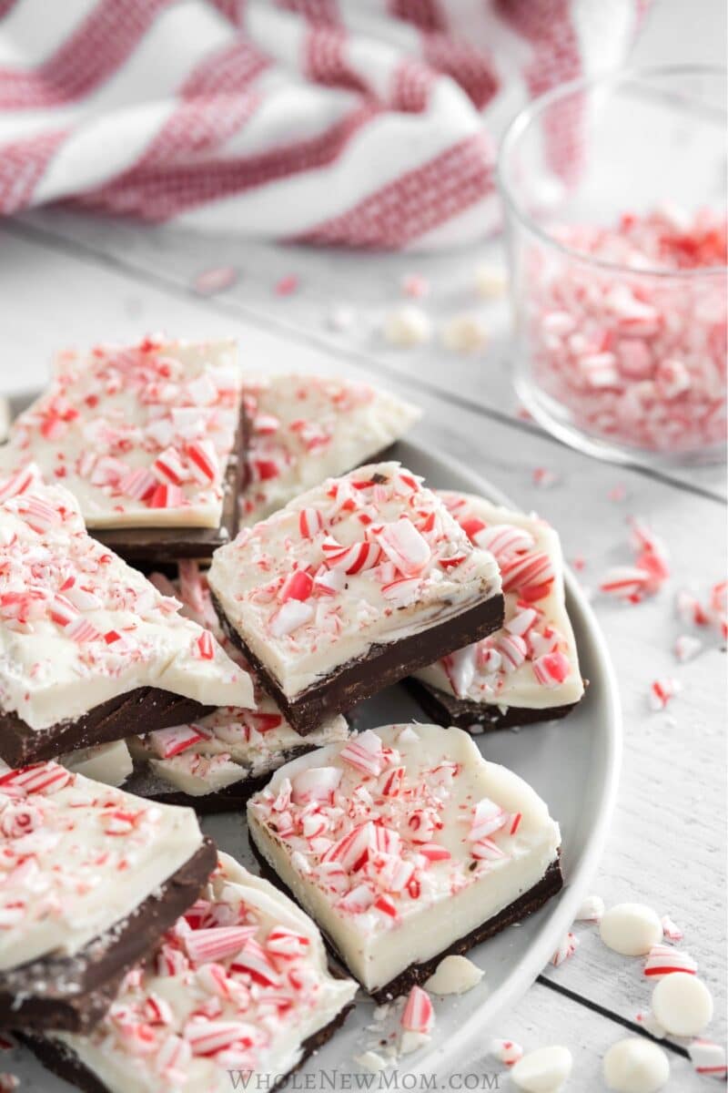 Easy Keto Peppermint Bark -- Low carb, Sugar free (4-Ingredients)