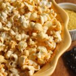 homemade dorito popcorn in yellow/orange bowl.