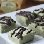 mint fat bombs with chocolate drizzle.