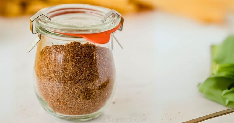 homemade taco seasoning in jar.