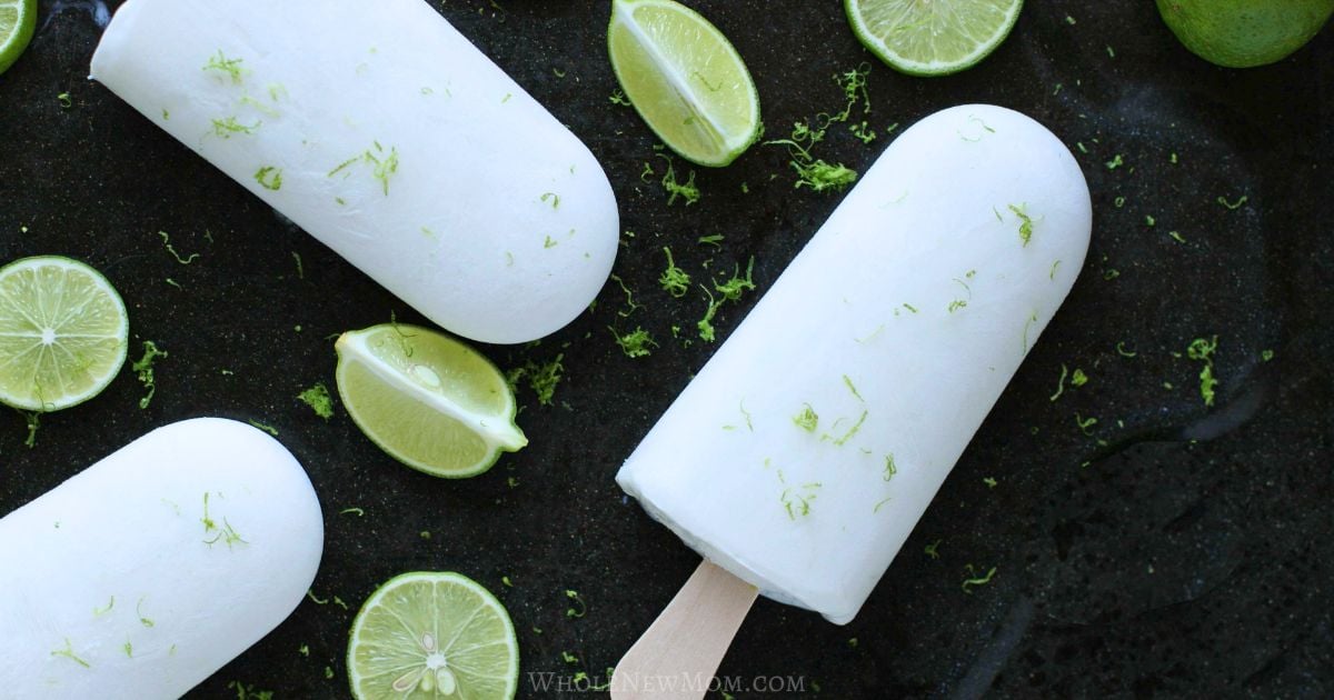 homemade sugar-free lime popsicles.
