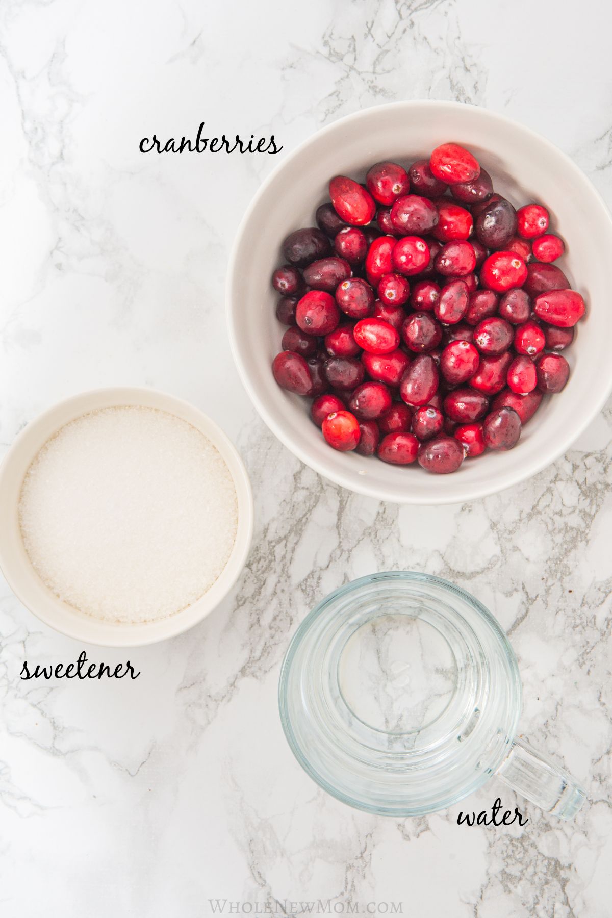 ingredients for healthy candied cranberries.