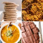 butternut squash lentil soup, bean fudge, indian lentils, and lentil crackers.