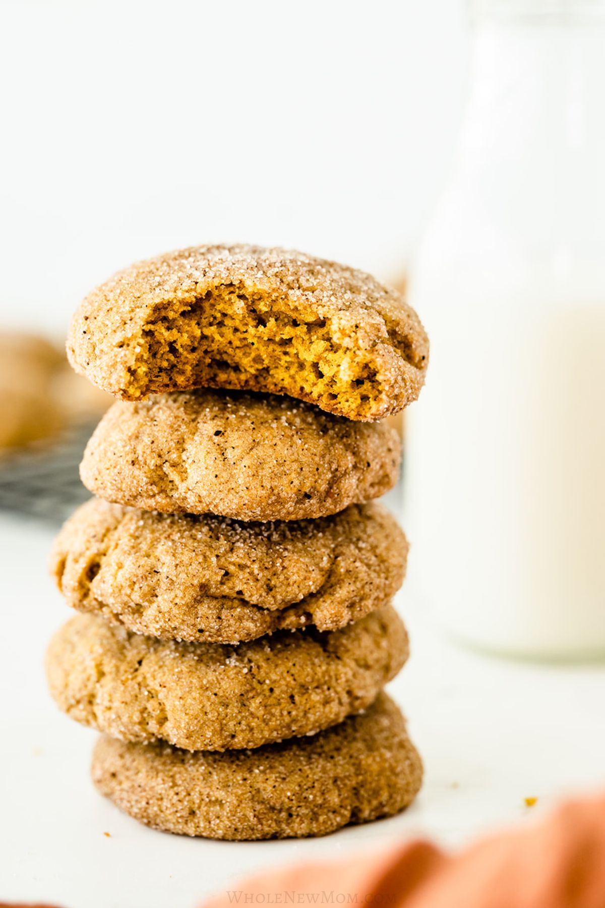 gluten-free pumpkin snickerdoodles in a stack.