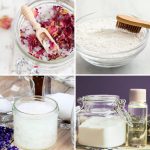 homemade deodorant, baking soda bath salts, baking soda facial exfoliant, and baking soda tooth powder.