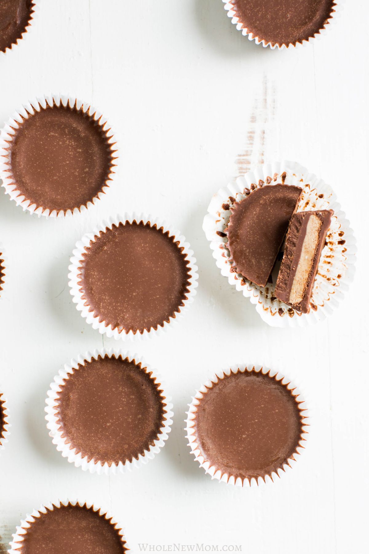 overhead view of keto almond butter cups.
