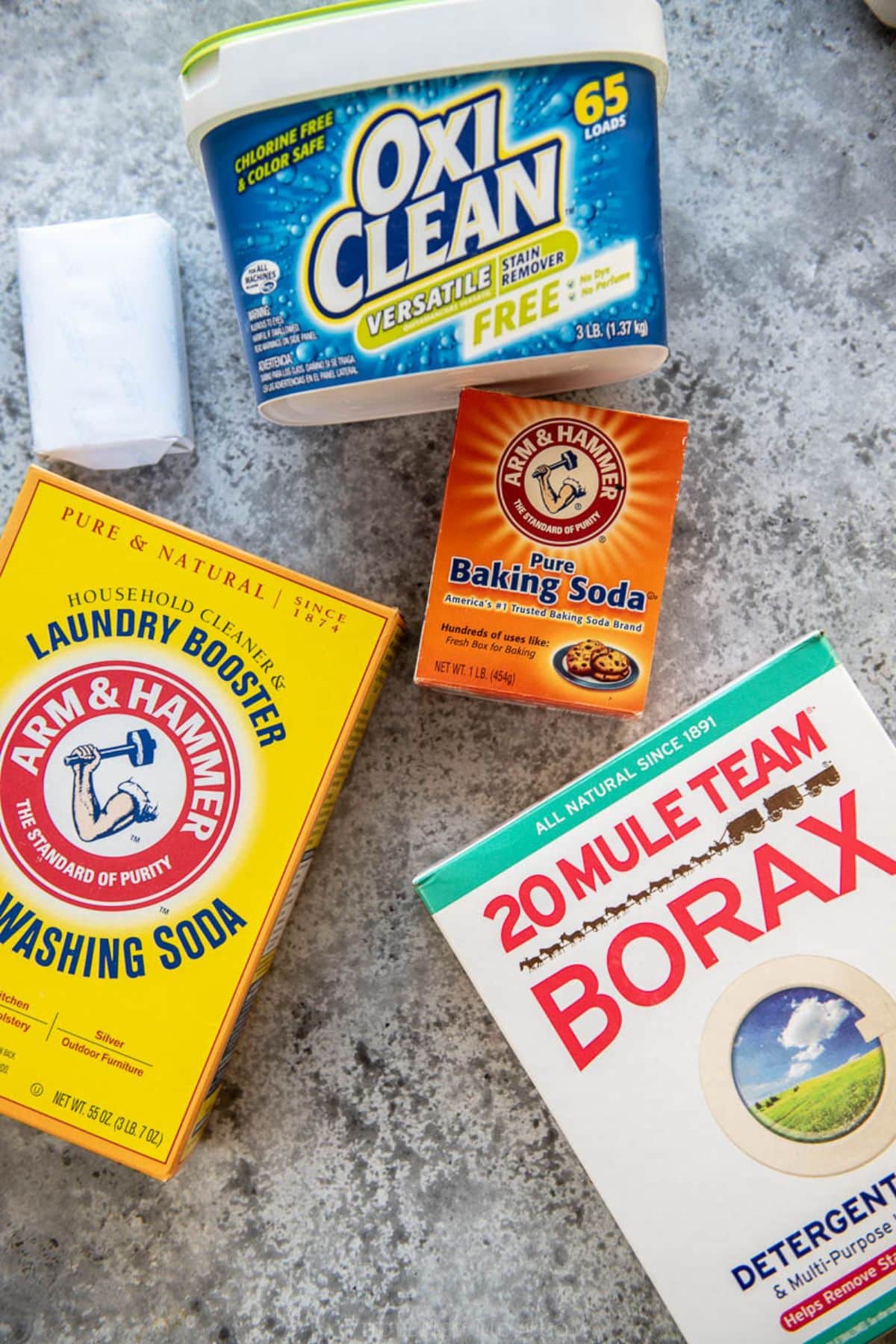 ingredients for non-toxic homemade laundry detergent.