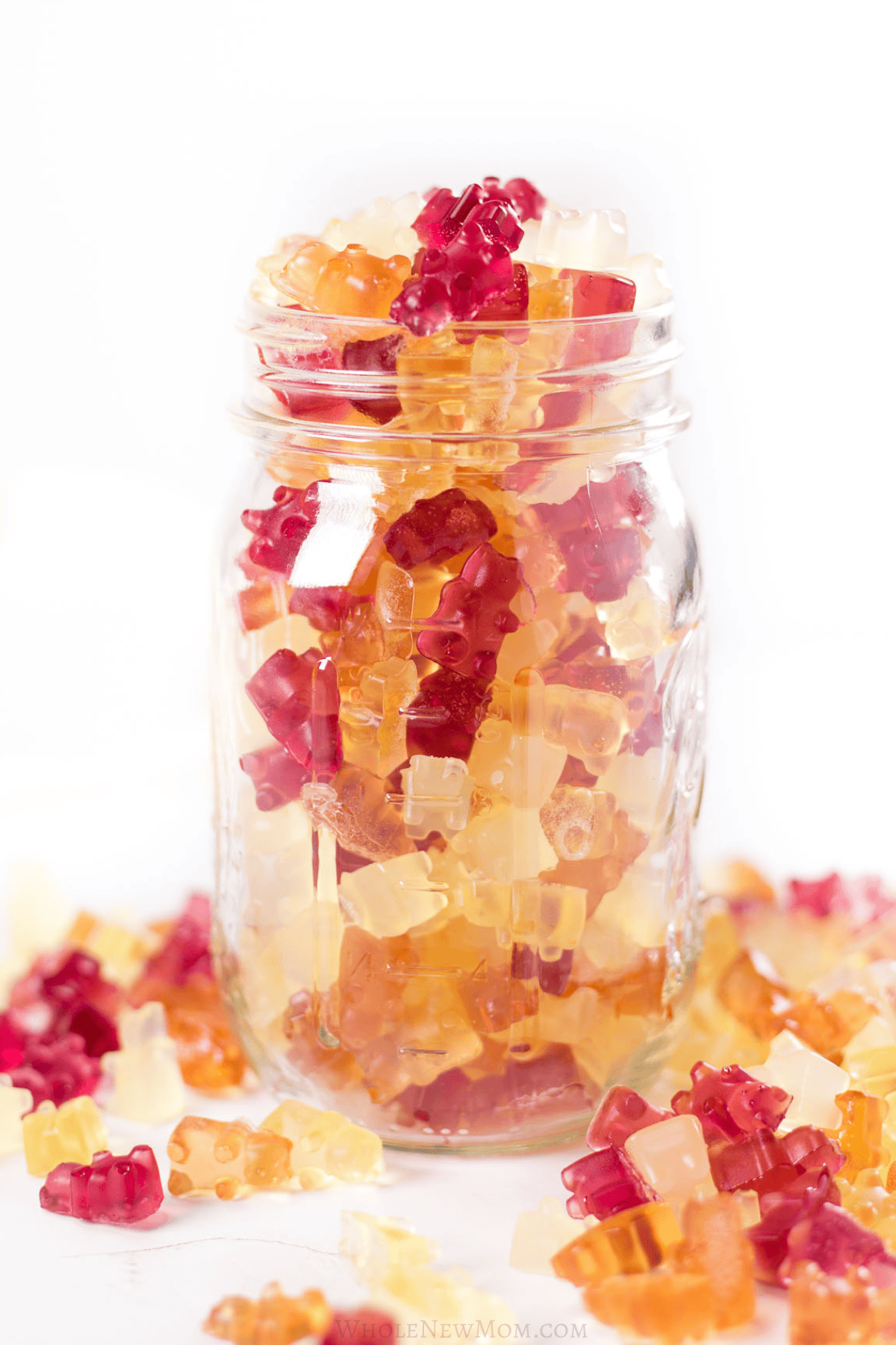 sugar-free homemade gummy bears in mason jar.