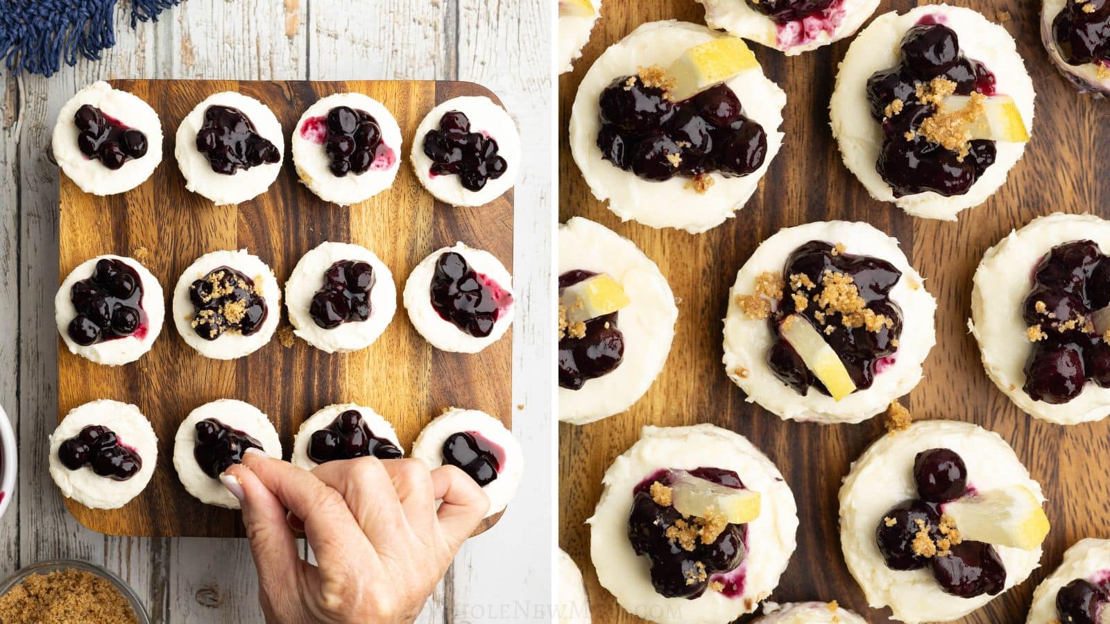 putting toppings on keto cheesecake bites.