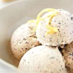 lemon poppyseed ice cream in bowl.
