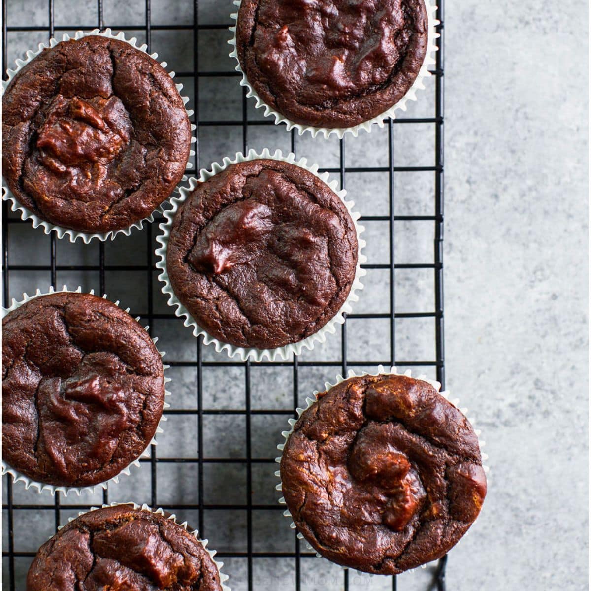 carob muffins on cooling rack.
