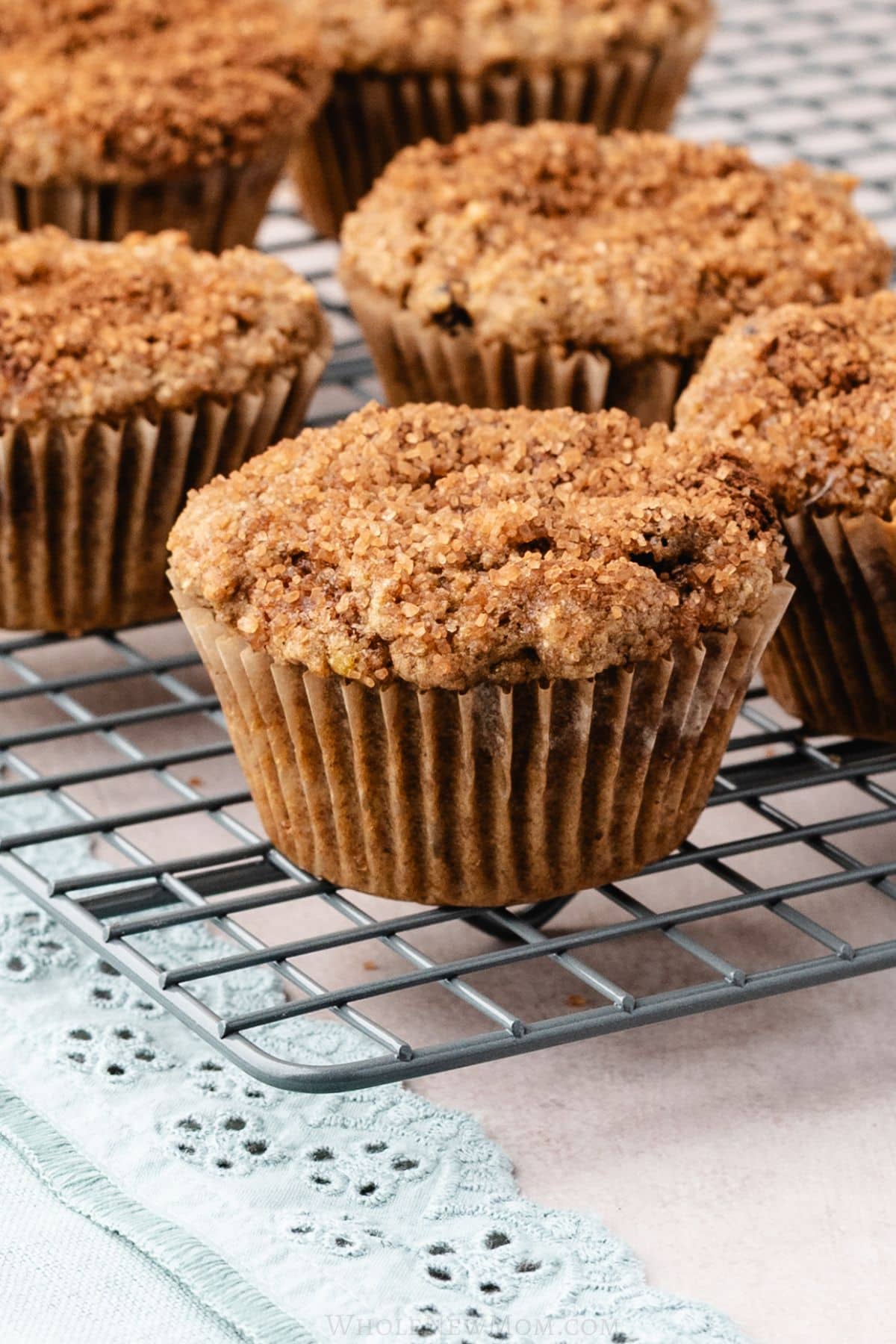 healthy bran muffins on cooling rack.