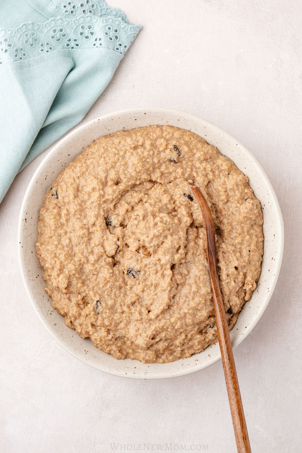 applesauce bran muffin batter in bowl.