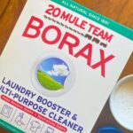 box of mule team borax with borax powder in ramekin.