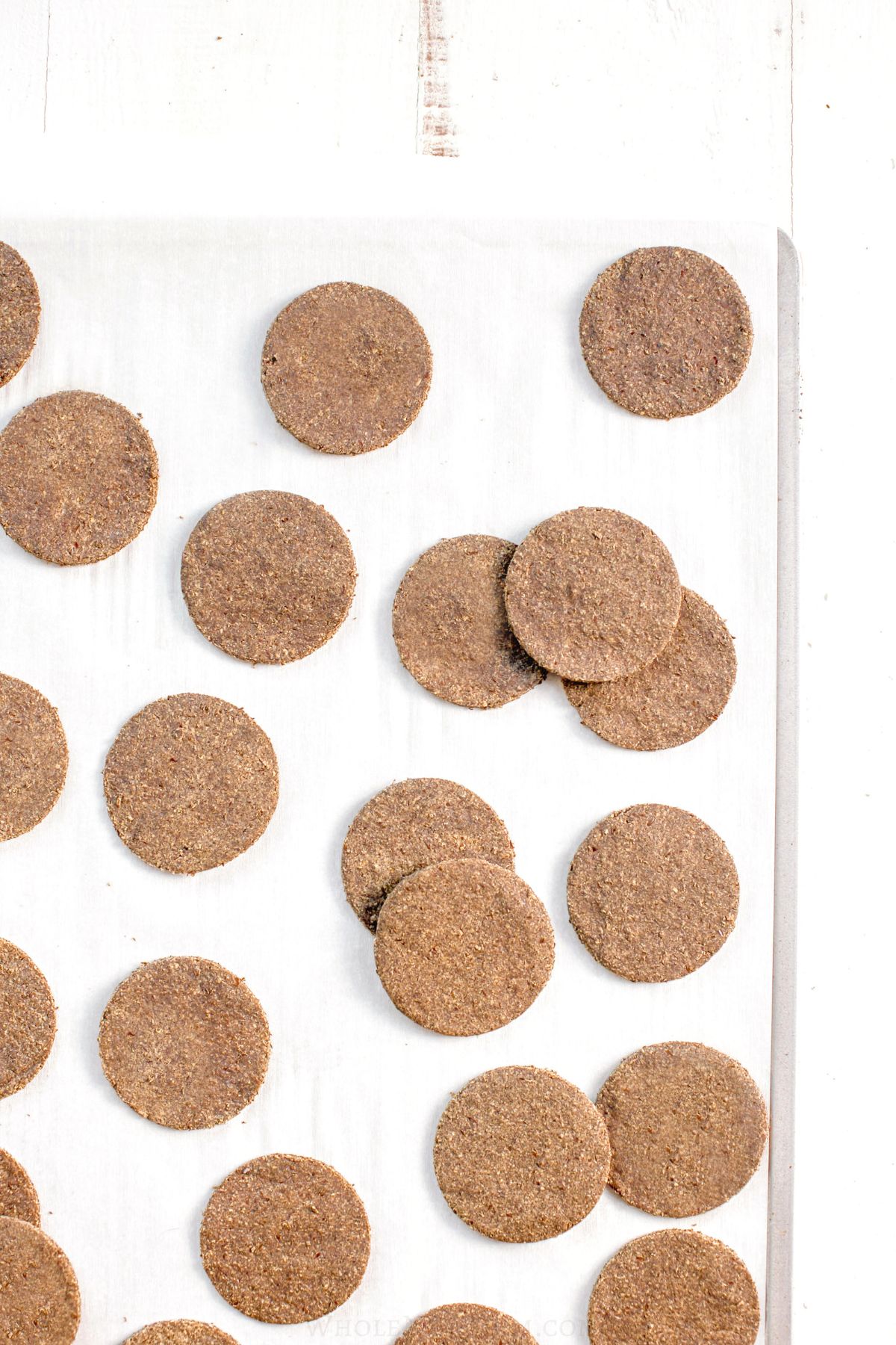 lentil crackers on baking sheet.
