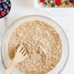 soaking oatmeal in glass bowl.