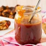 sugar free BBQ sauce in glass jar.