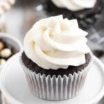 sugar free vanilla buttercream frosting on gluten free chocolate cupcake.