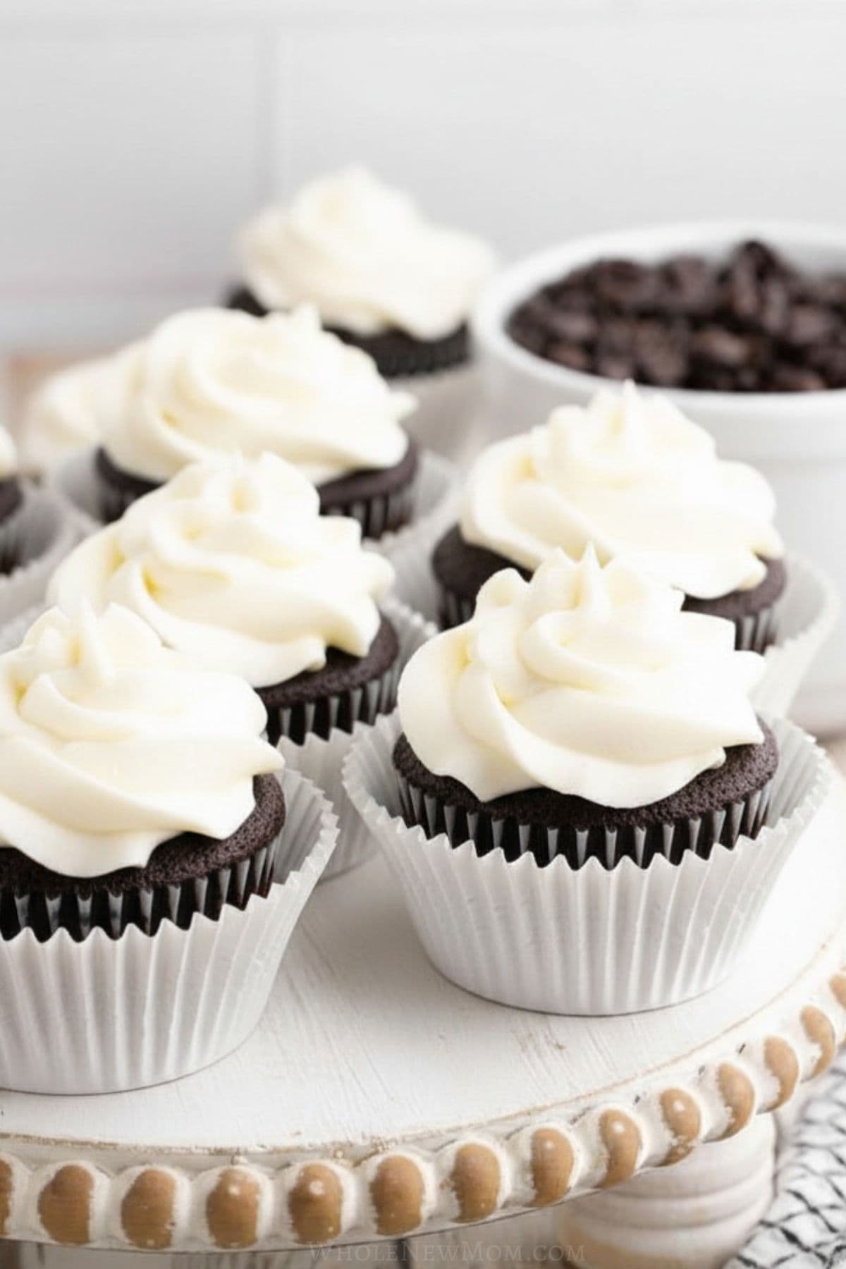 sugar free buttercream frosting on gluten free chocolate cupcakes.
