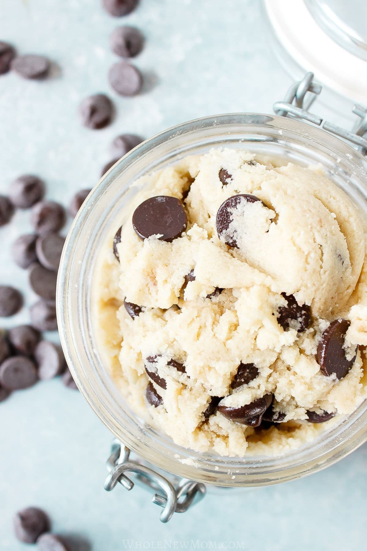 sugar free cookie dough in mason jar.