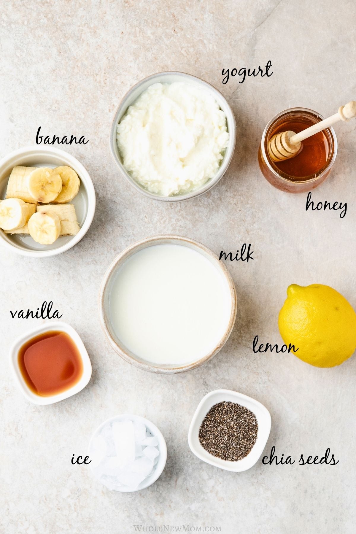 lemon smoothie ingredients.